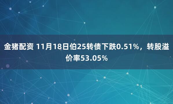 金猪配资 11月18日伯25转债下跌0.51%，转股溢价率53.05%