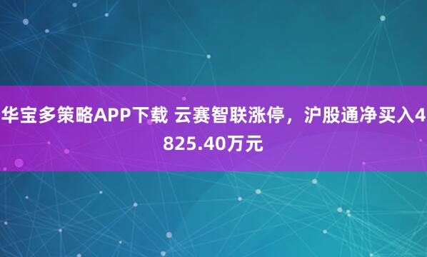 华宝多策略APP下载 云赛智联涨停，沪股通净买入4825.40万元